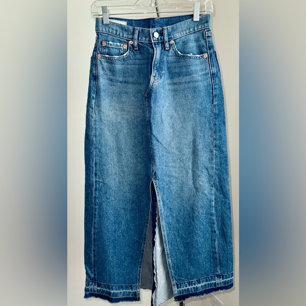 GAP Denim Maxi Skirt | High Rise | Petite 24P / 00P | Front Slit | Fall 2023